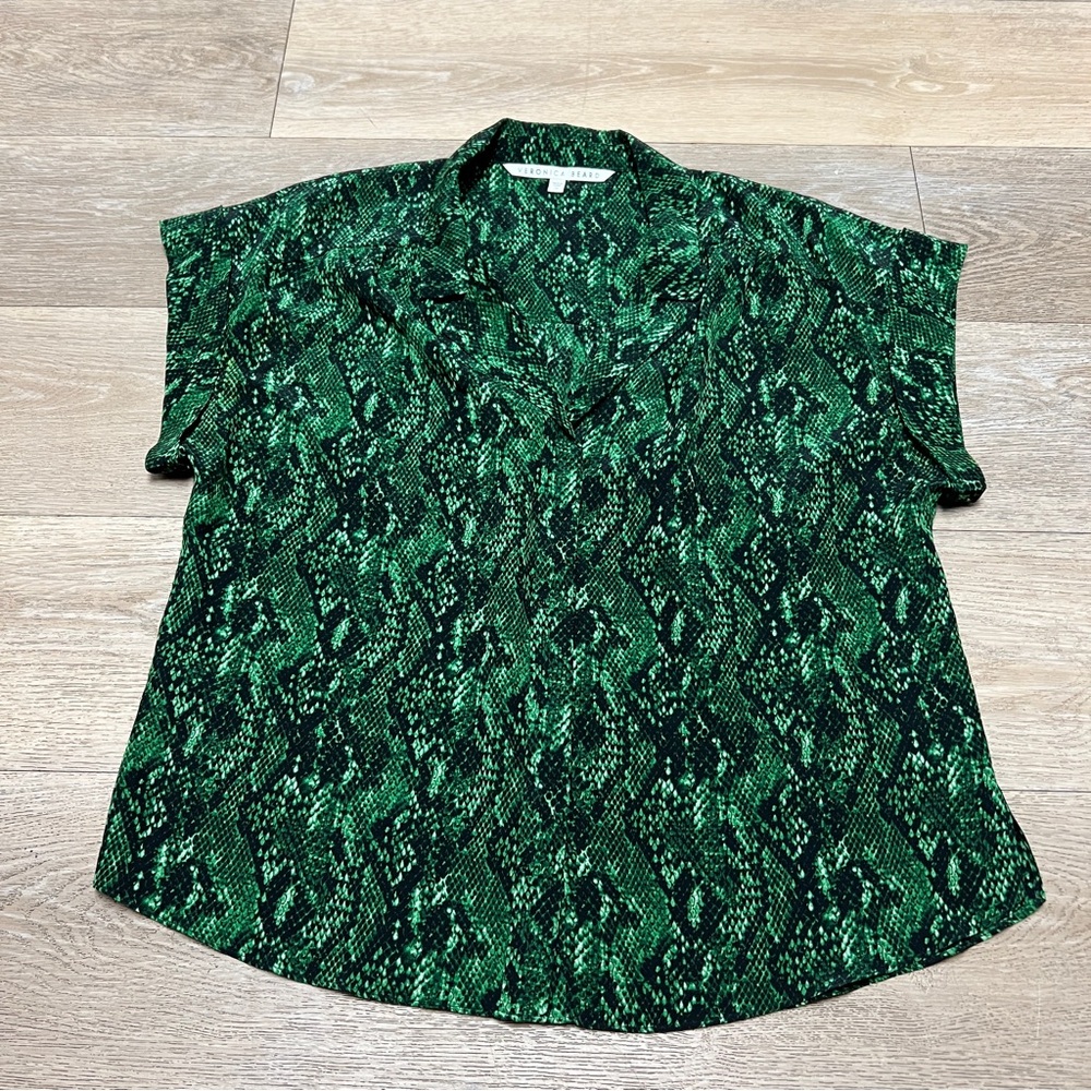 Veronica Beard Merci Python Print Silk Blouse Siz… - image 2